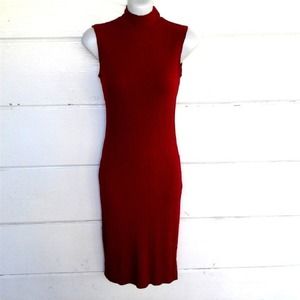 One Clothing Women's Red Sleeveless Bodycon Dress High Neck Size XS